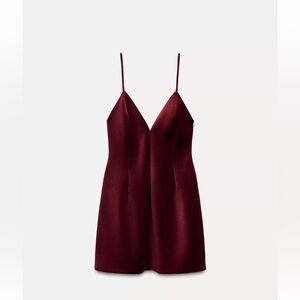 ZARA Elegant Burgundy Spaghetti Strap Dress